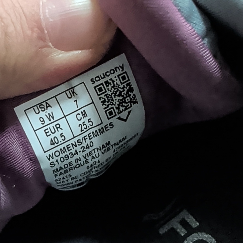 Saucony Hurricane 24 Women's Gray and Purple Marathon Running Shoes - Picture 9 of 9